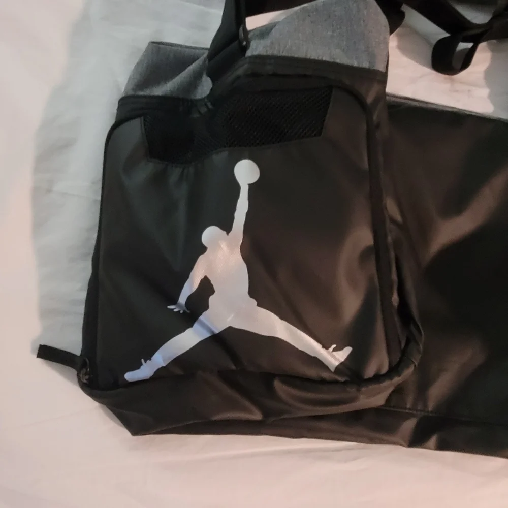Nike Air Jordan Black and Gray Duffel Bag